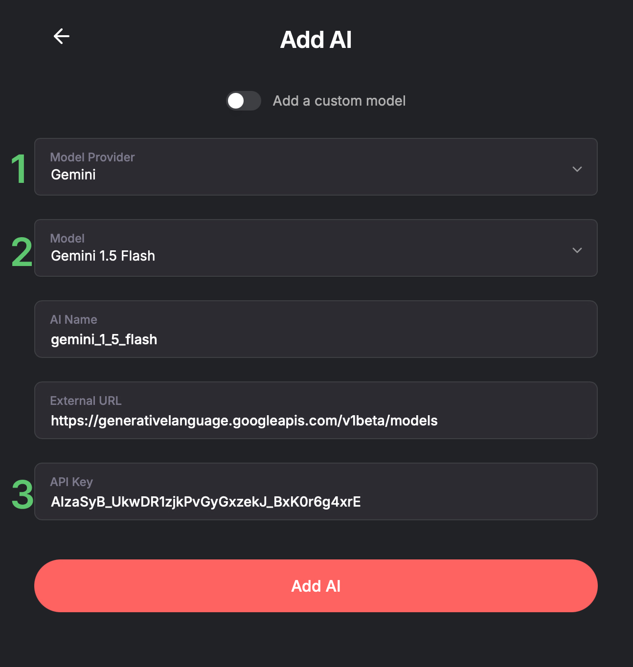 Paste API key in Shinkai