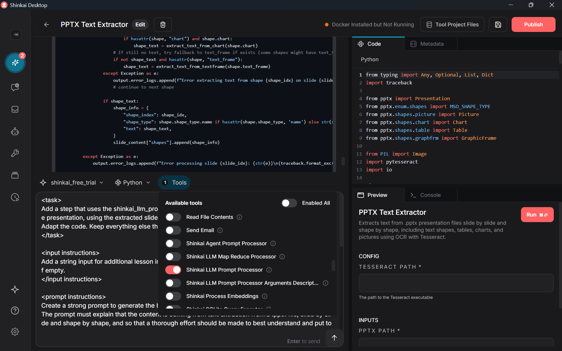 Build the tool second step