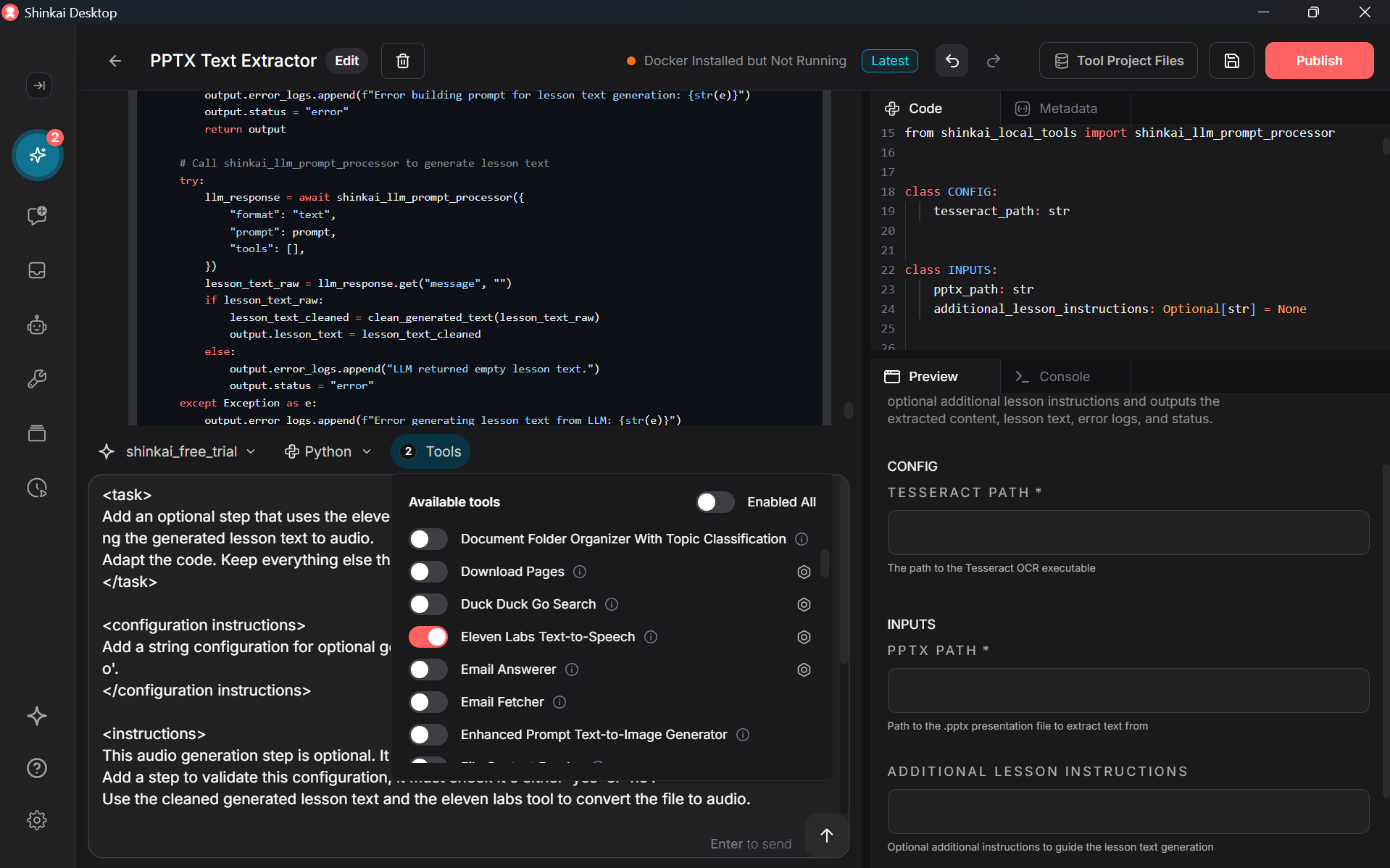 Build the tool third step